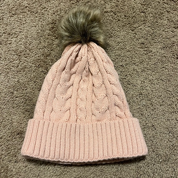 Accessories - Pink and Brown Hat With Pom-Pom